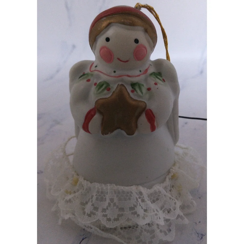 White Ceramic Angel Bell Ornament (1985 BOA)
